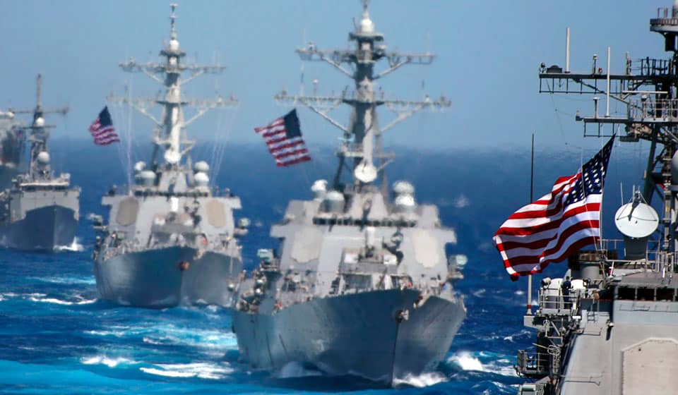 Naval Ships in Formation